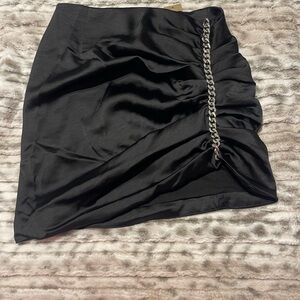 DO+BE Black Asymmetrical Skirt with Chain Accent
